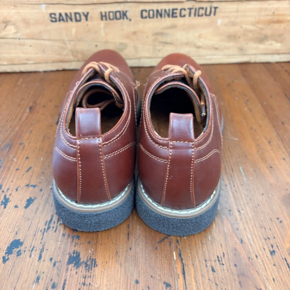 Deer Stags Zander Kids Boys 4M Brown Faux Leather Oxford‎ Dress Shoes Size